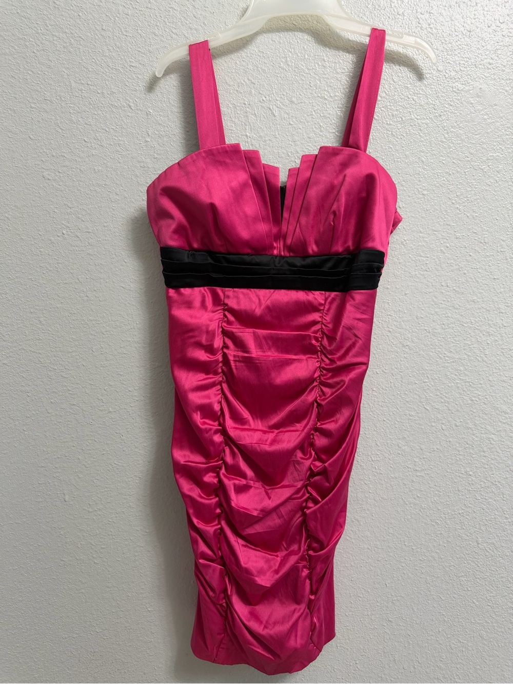 Pink Cocktail Dress with Black Waistband
